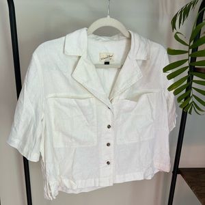 UNIVERSAL THREAD CROP LINEN BLOUSE